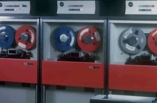 Old computer mainframe tape disks